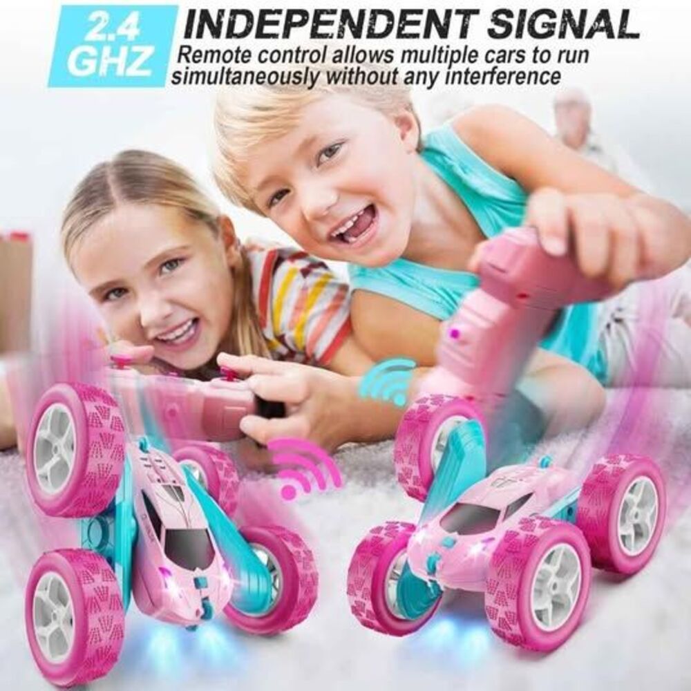 Remote Control Car, 4WD Stunt RC Car with LED Lights & 360° Flips. PINK - NEW - Picture 4 of 7